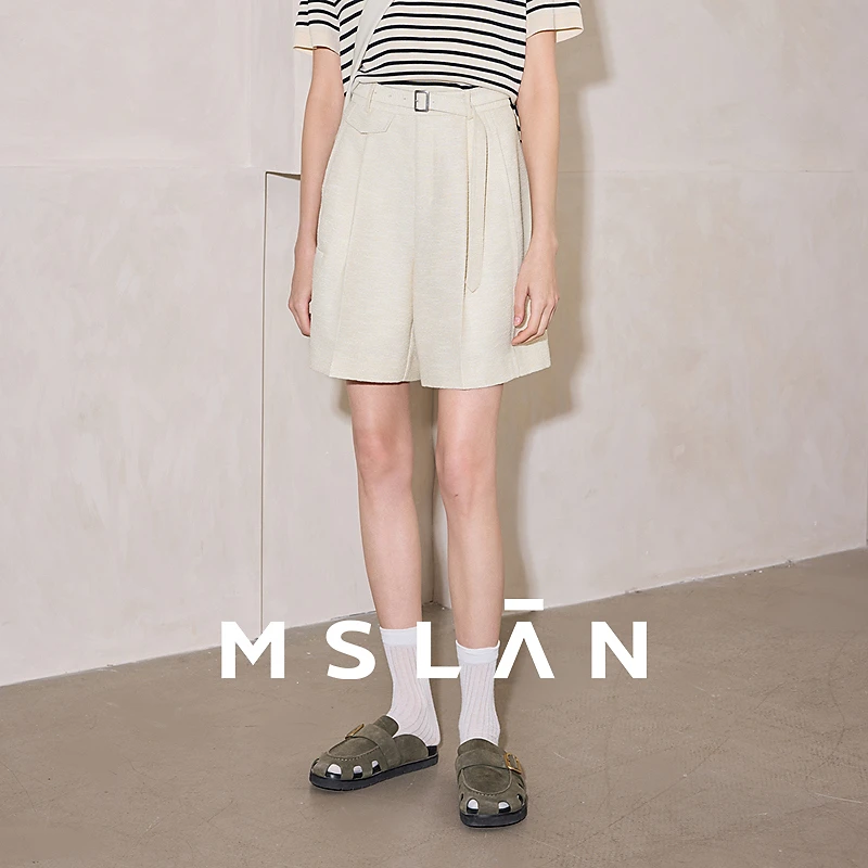 MSLAN丨商场夏季新款不对称高腰直身袋盖短裤女MGBK218