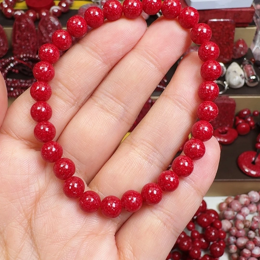 天然辰砂天然晶体卡6手链