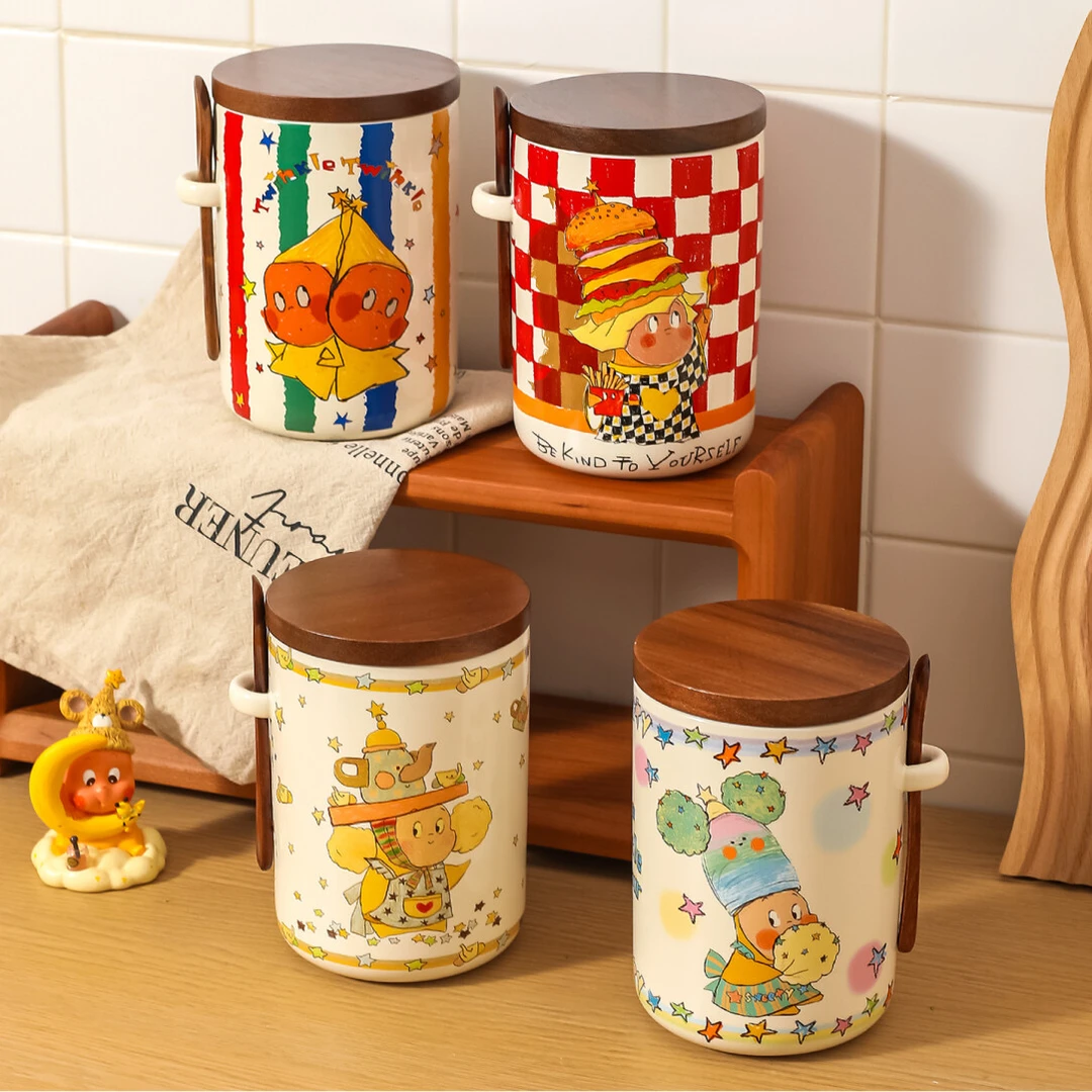 川岛屋星星人密封罐食品级糖果白砂糖罐茶叶收纳陶瓷储存储物罐子