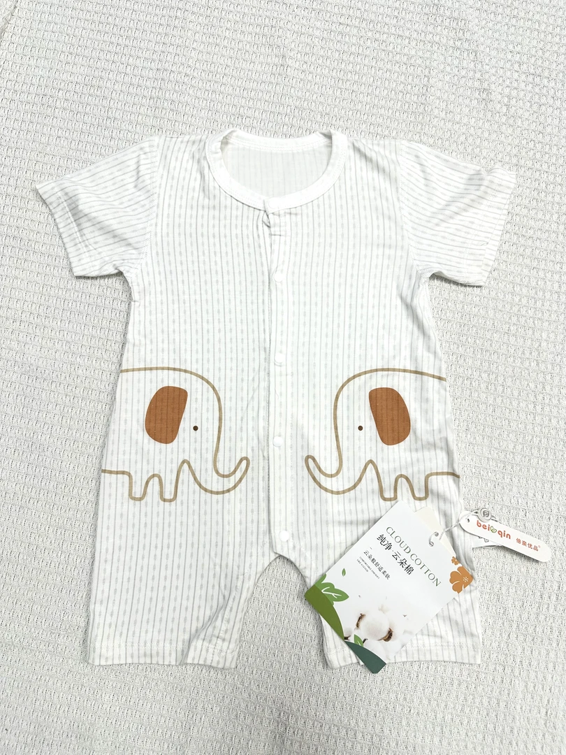 A类短爬短袖哈衣爬服满印婴儿连体衣夏季新生开档短袖前闭后开