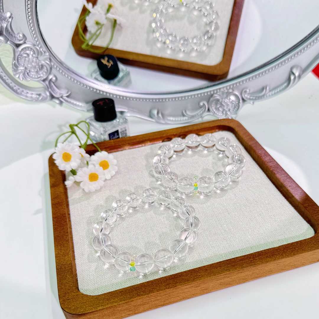 “白富美”天然白水晶配华子手串多样性发一颜色微差非全净体