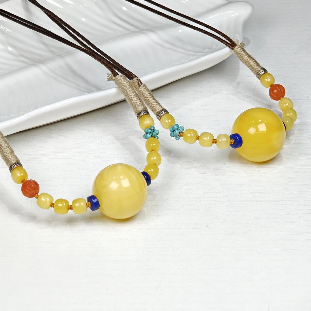 晶匠蜜蜡圆珠吊坠 多样性发一 简约