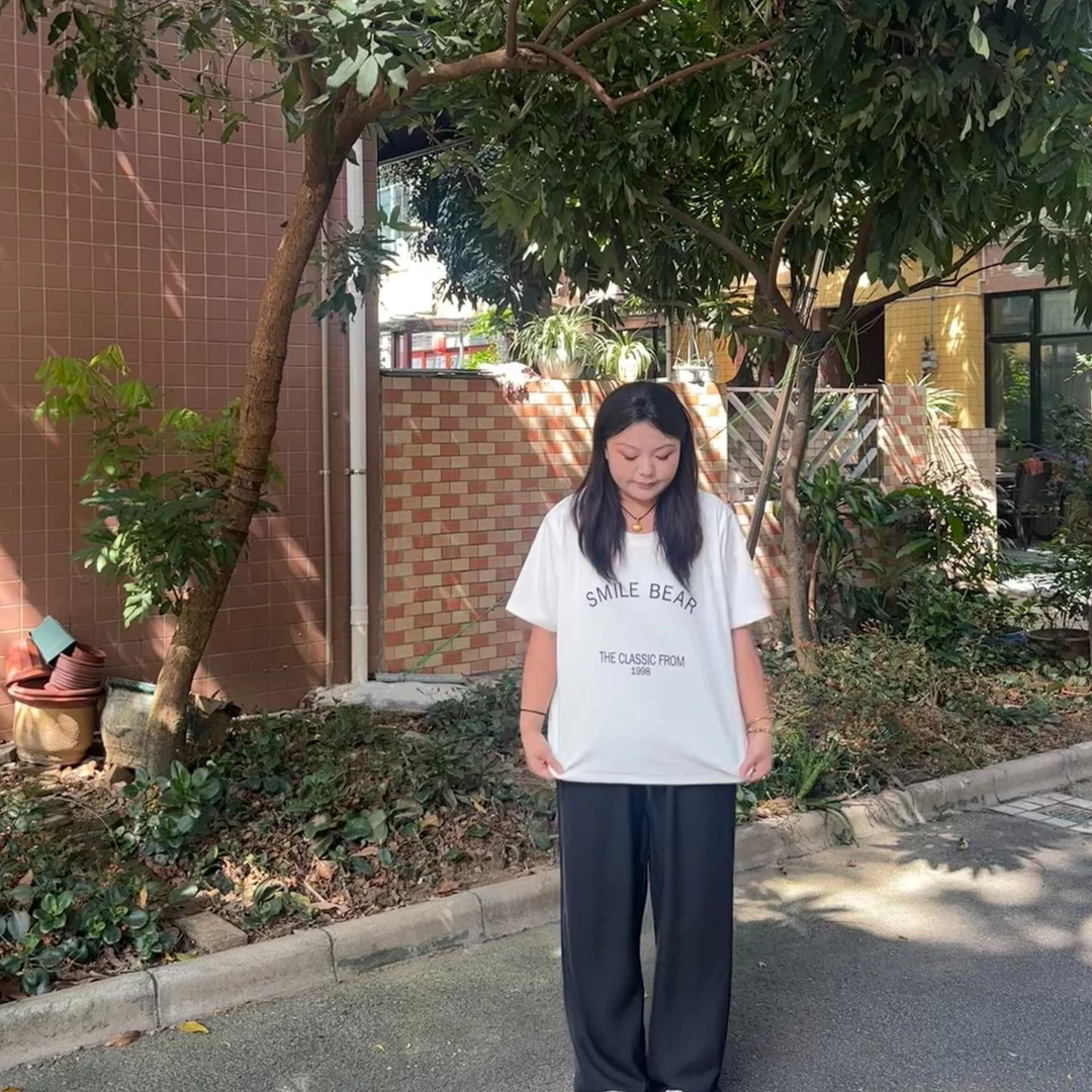 JINGJING【寻梦山茶】大码夏新款圆领宽松印花字母显瘦百搭T恤短袖