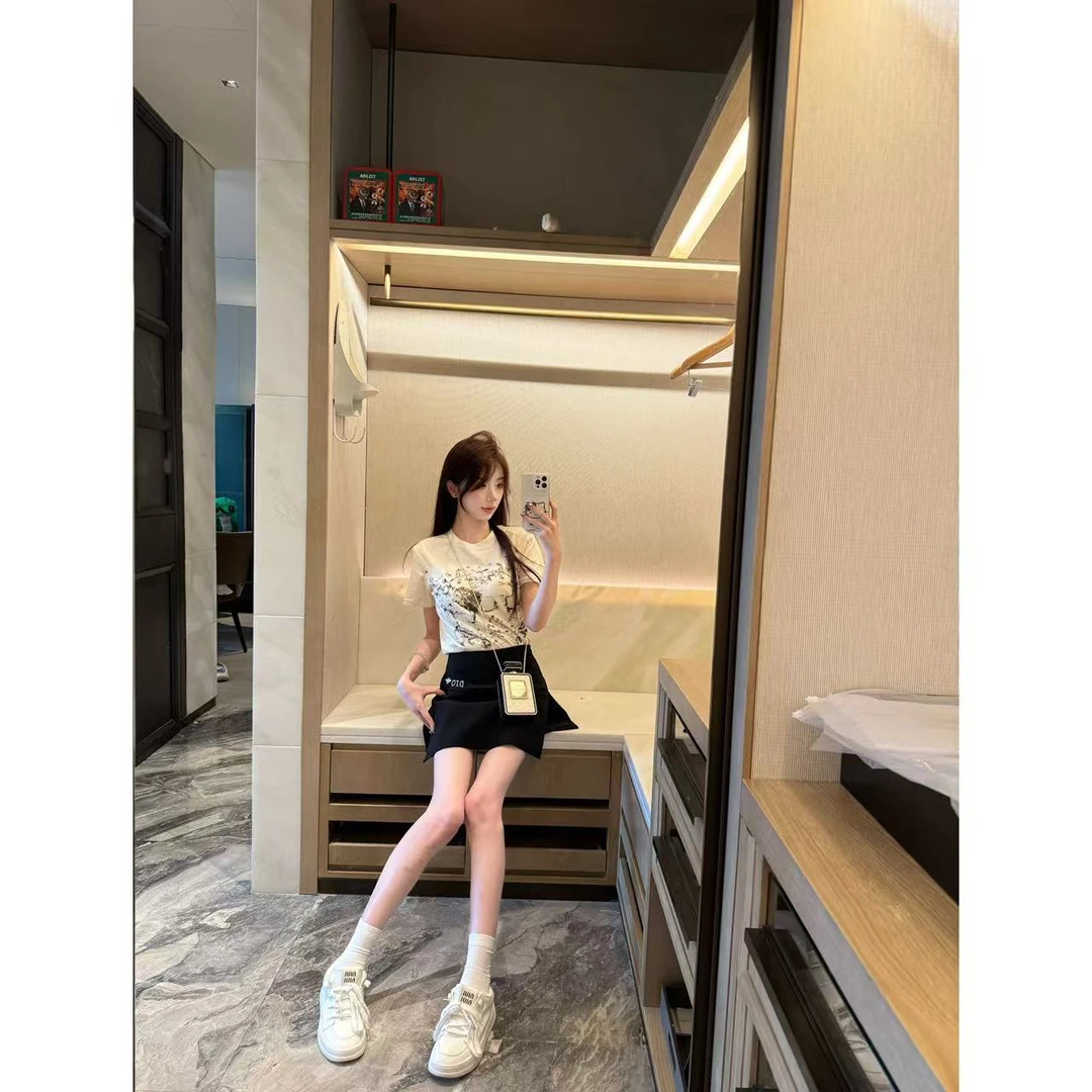 【思琦定制】2025春夏新款时尚百搭圆领丛林印花休闲上衣加半裙