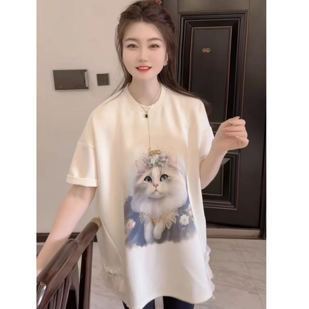 『重工猫咪H』时尚气质百搭时尚T恤90692