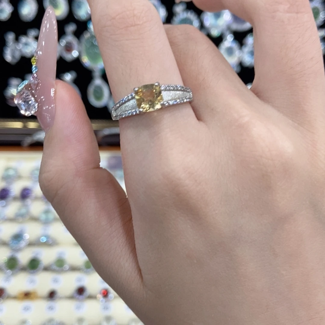 戒指银S925镶嵌黄晶