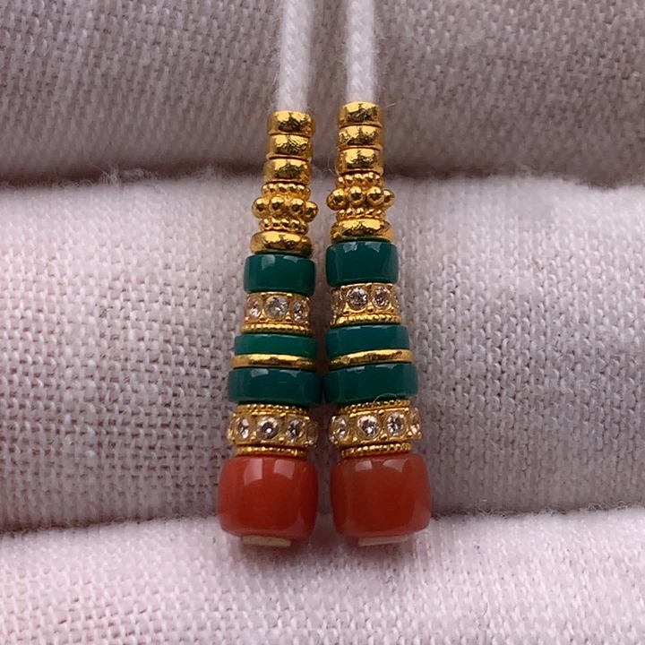 绿松石车挂18K金镶嵌