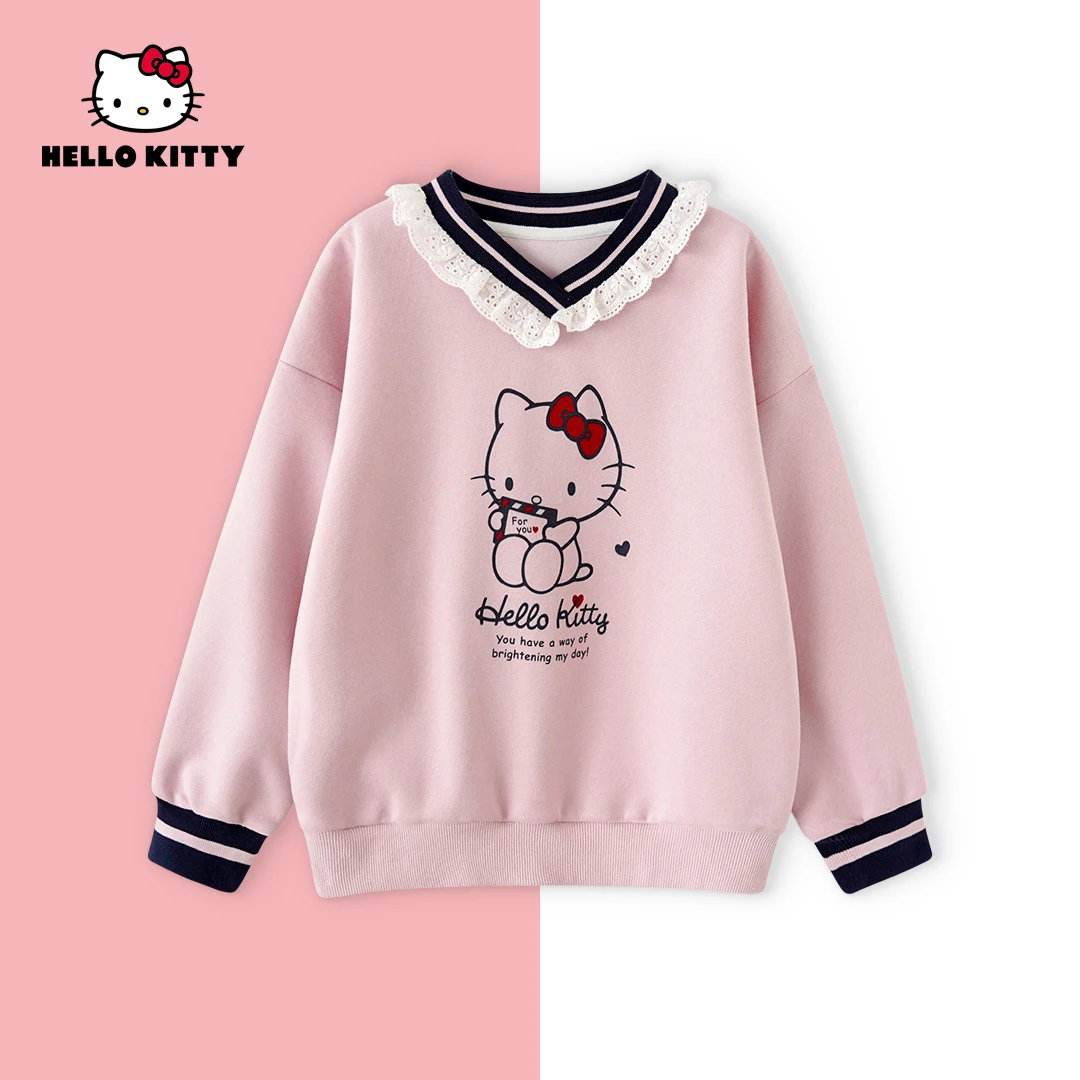 HelloKitty秋季新款女童休闲百搭上衣女宝撞色卫衣AC5323ZC395 KT