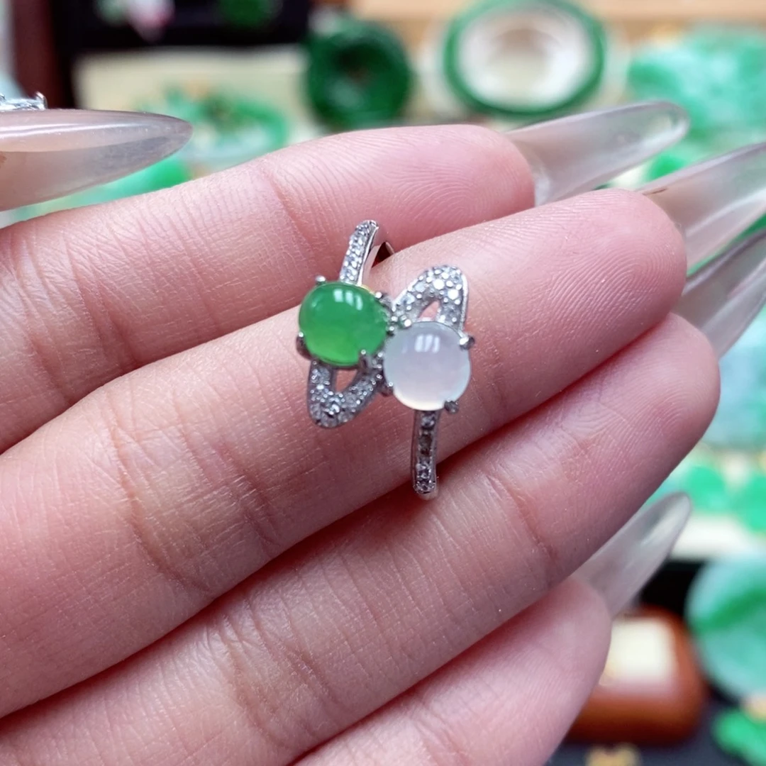 银S925镶嵌戒指翡翠翡翠戒指