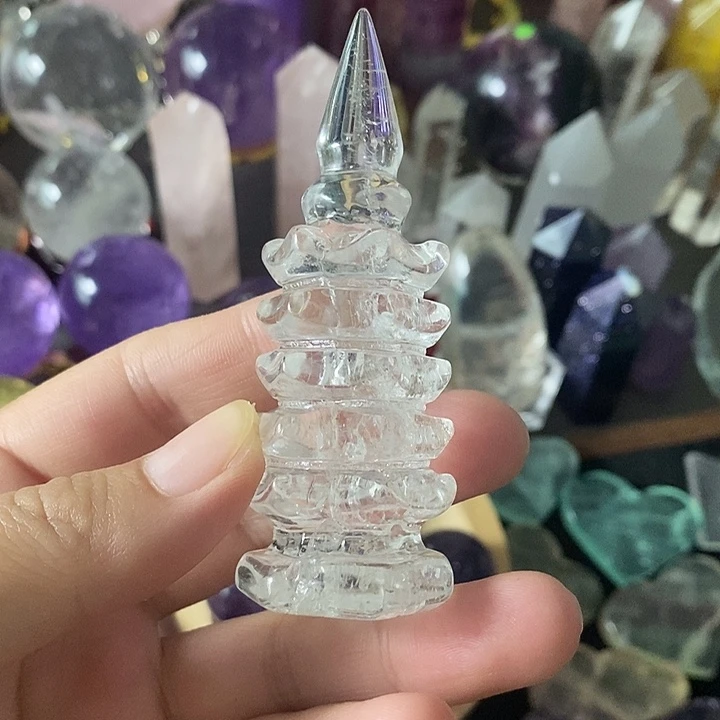 石材白色纯天然带彩文昌塔5层！高：7.9底：2.9