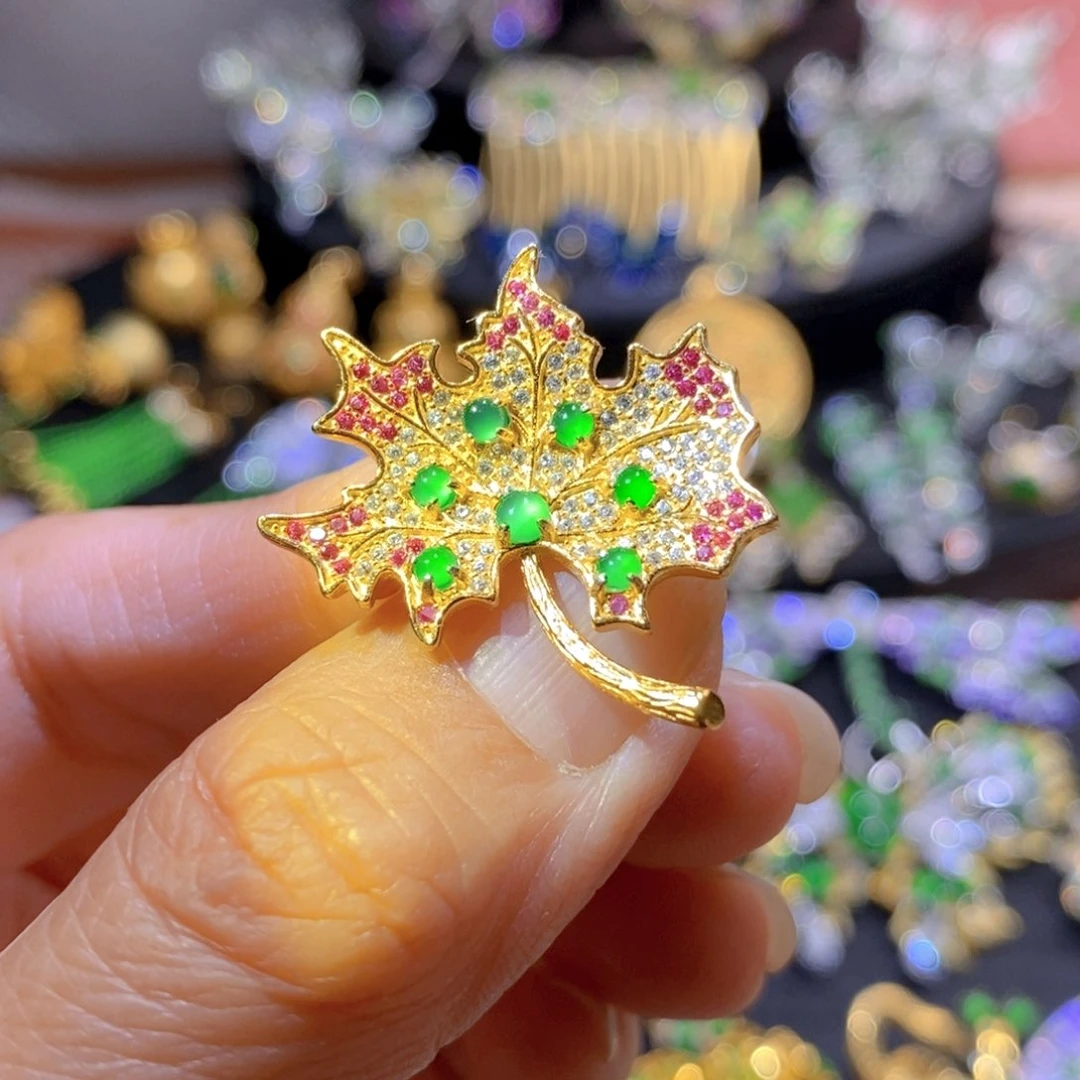 吊坠(不含链)银S925镶嵌翡翠