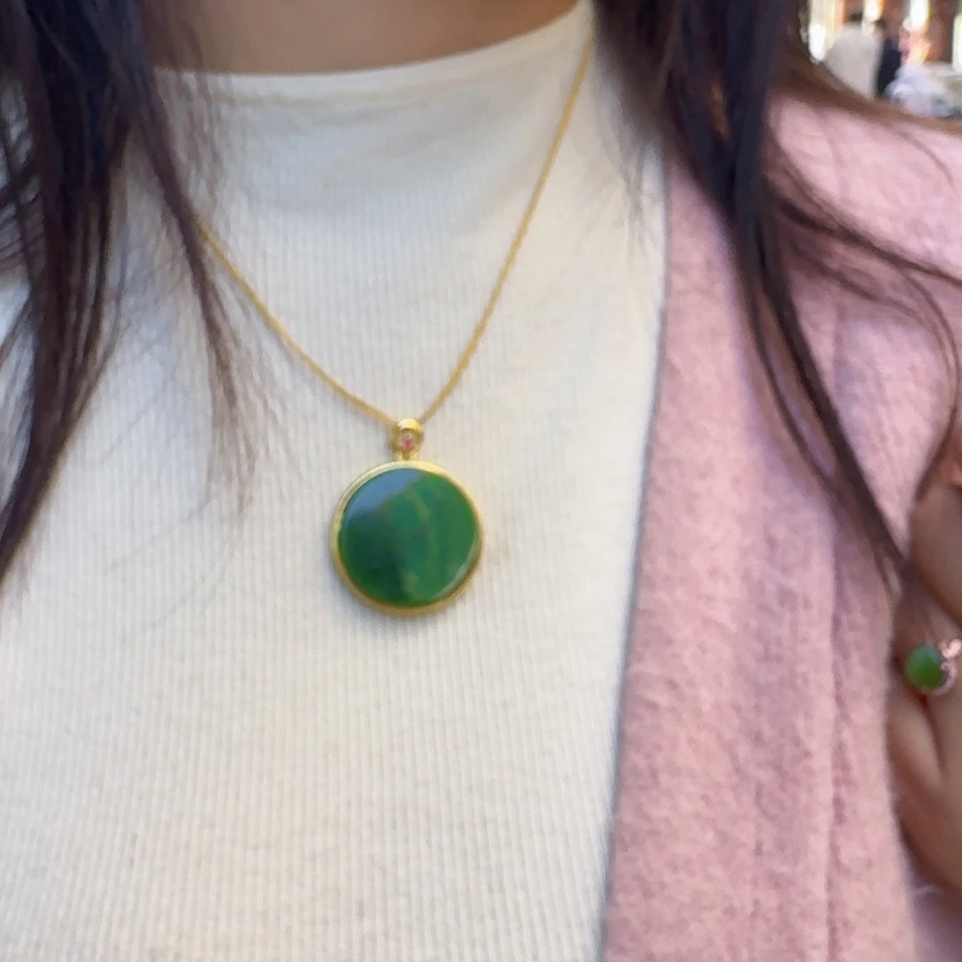 颈饰银S925镶嵌和田玉