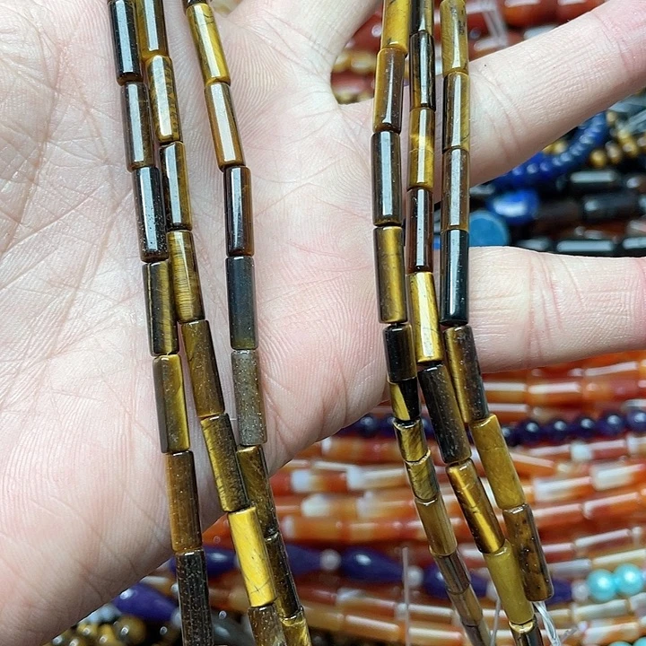 玛瑙/玉髓珠宝半成品合金一条4x13mm个别有瑕虎眼管珠