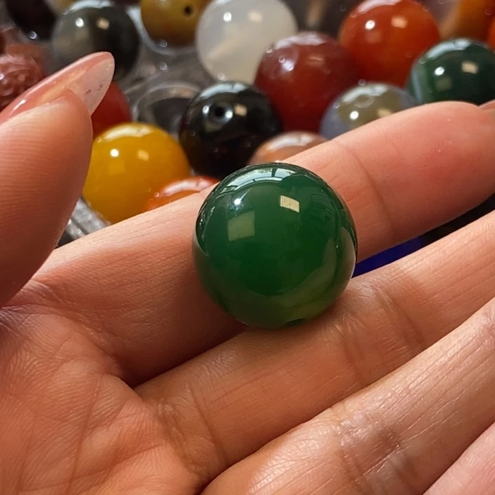 玛瑙/玉髓未镶嵌珠宝半成品19.5mm绿色