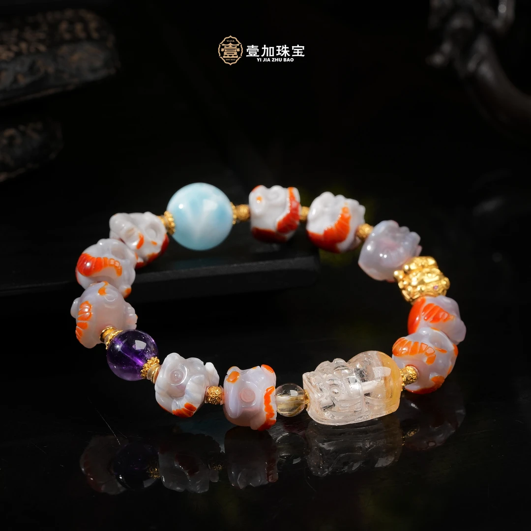 壹加师姐|手工设计极光px大鹏玛瑙多宝手串多样性发一个7437n