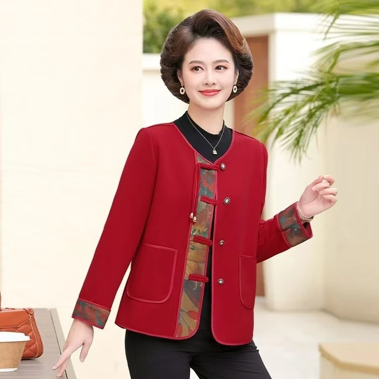 8487-H时尚经典百搭新中式气质妈妈装洋气上衣外套A225凯美琪