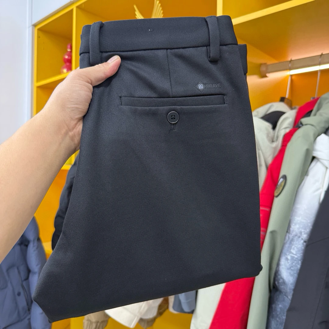 K833男士商务休闲裤弹力纯色设计内里拉绒亲肤保暖通勤日常穿