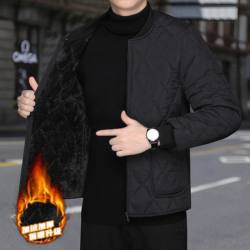 男士加绒加厚内胆棉衣秋冬季短款内穿打底保暖棉服立领宽松小棉袄