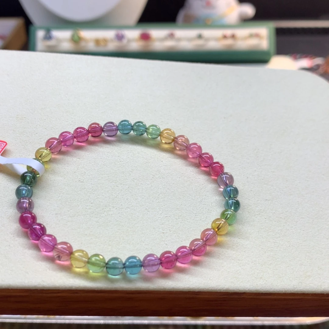 【闪购商品】碧玺手串未镶嵌艳丽彩虹色标5mm