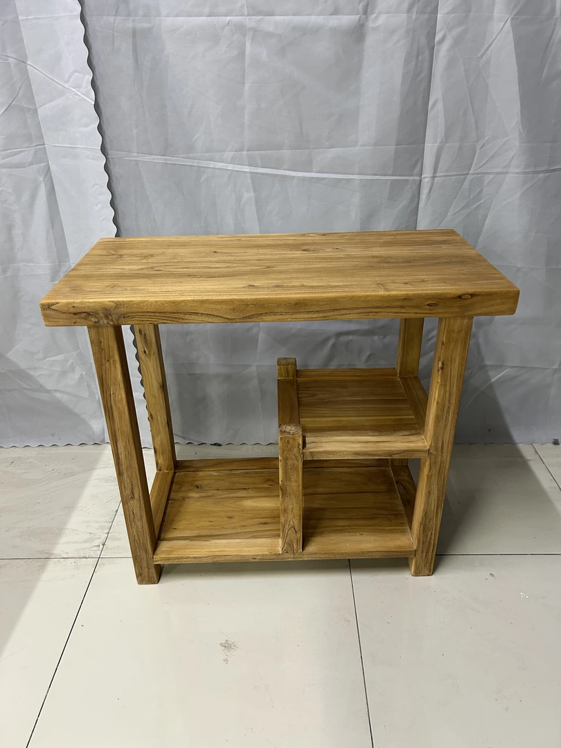 老榆木茶水柜实木原木休闲桌置物架边几