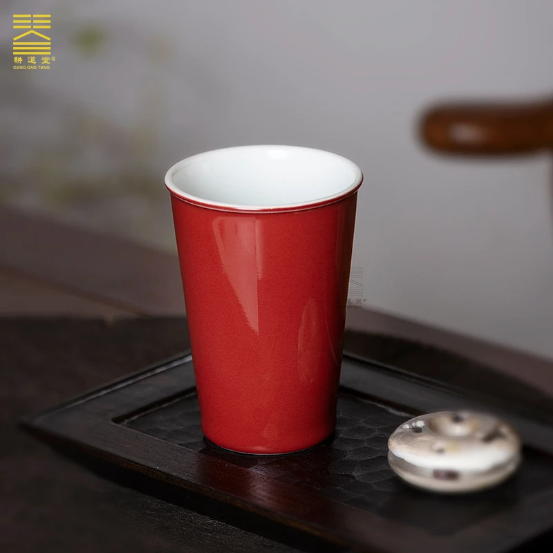 耕道堂霁红釉陶瓷优品-可乐杯大容量全手工主人景德镇可乐陶瓷杯