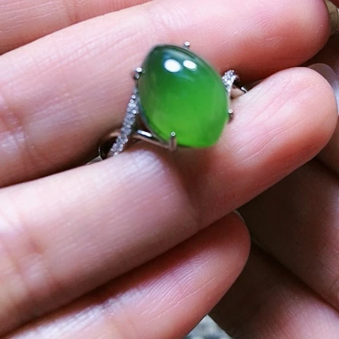 和田玉戒指银S925镶嵌