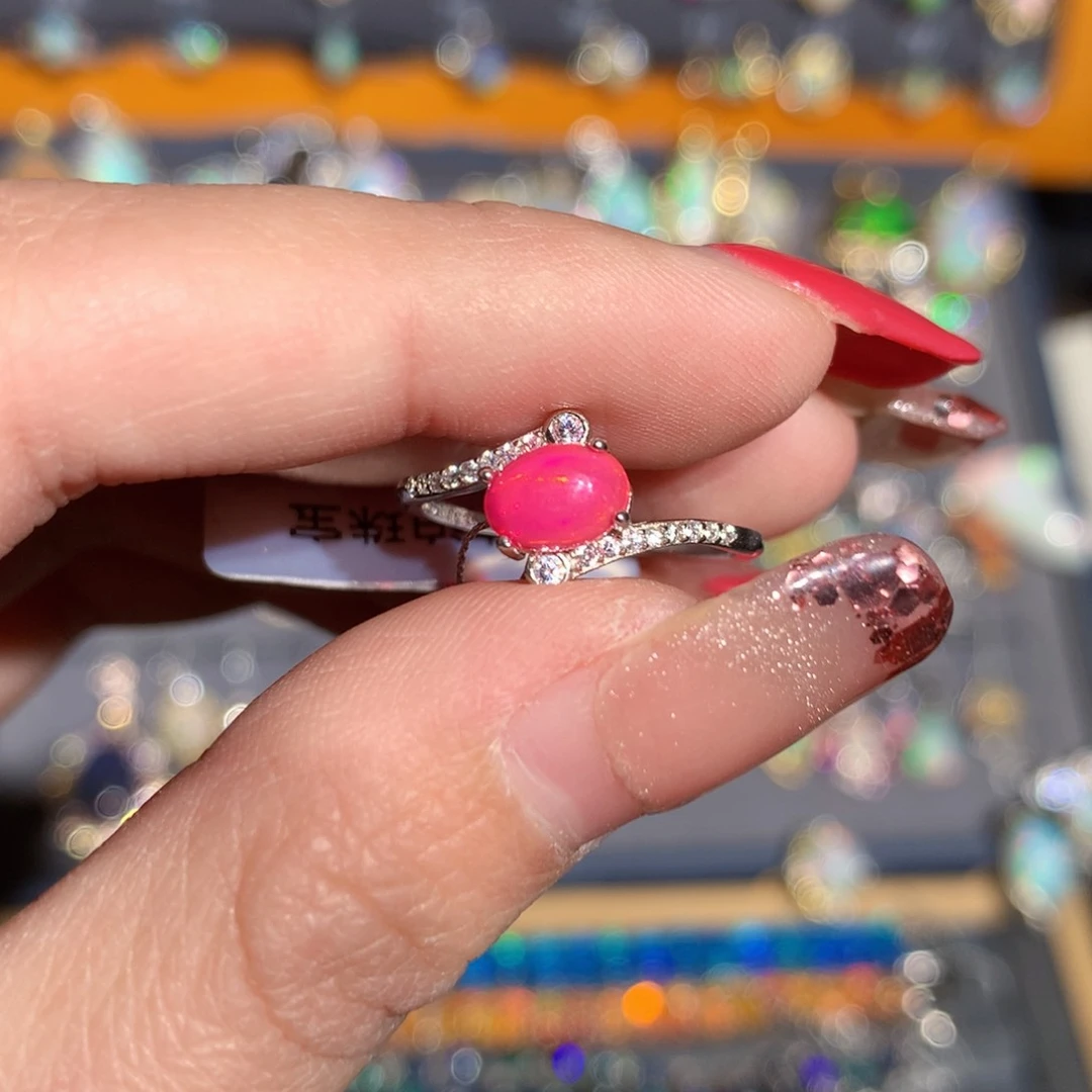 银S925镶嵌欧泊欧泊戒指y