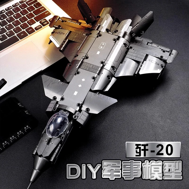 飞机积木模型儿童2025新款中国战斗机歼20拼装玩具男孩生日礼物