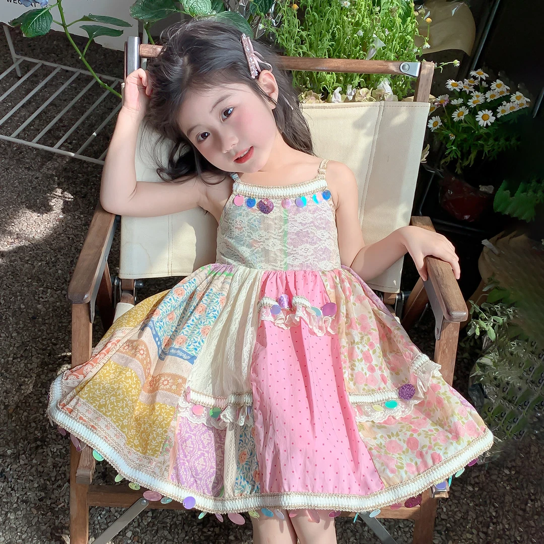 女童吊带连衣裙2025新款洋气宝宝波西米亚风背心公主裙子儿童夏装