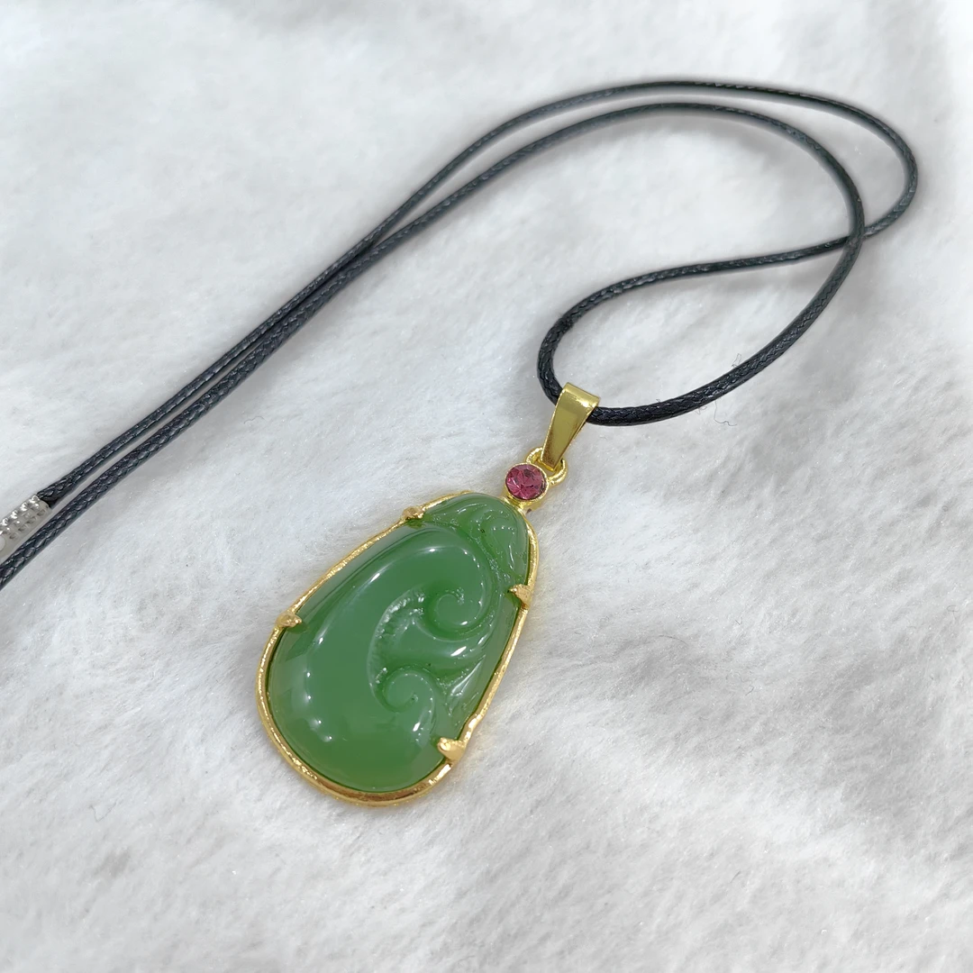【大福珠宝严选】吊坠 苹果绿如意牌吊坠
