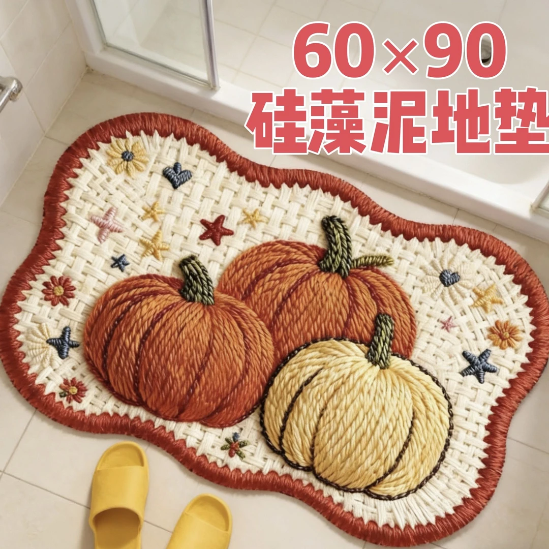 [编织南瓜60*90]5D立体风硅藻泥加厚适合入户门洗手间厨房地垫