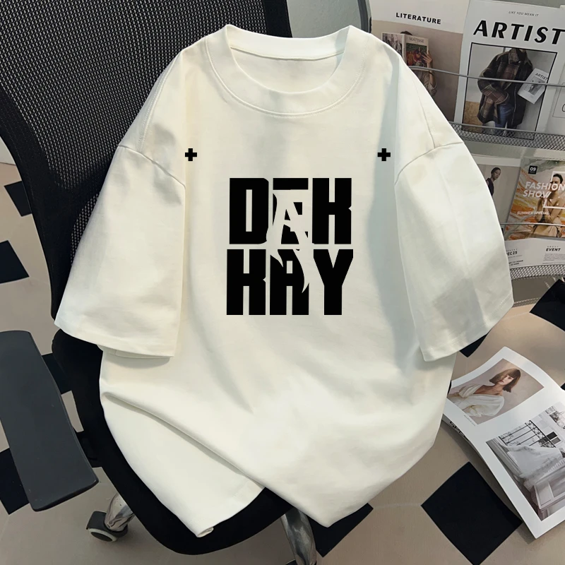 美式纯棉T恤短袖男女款夏季宽松百搭ins潮牌字母印花白色半袖上衣