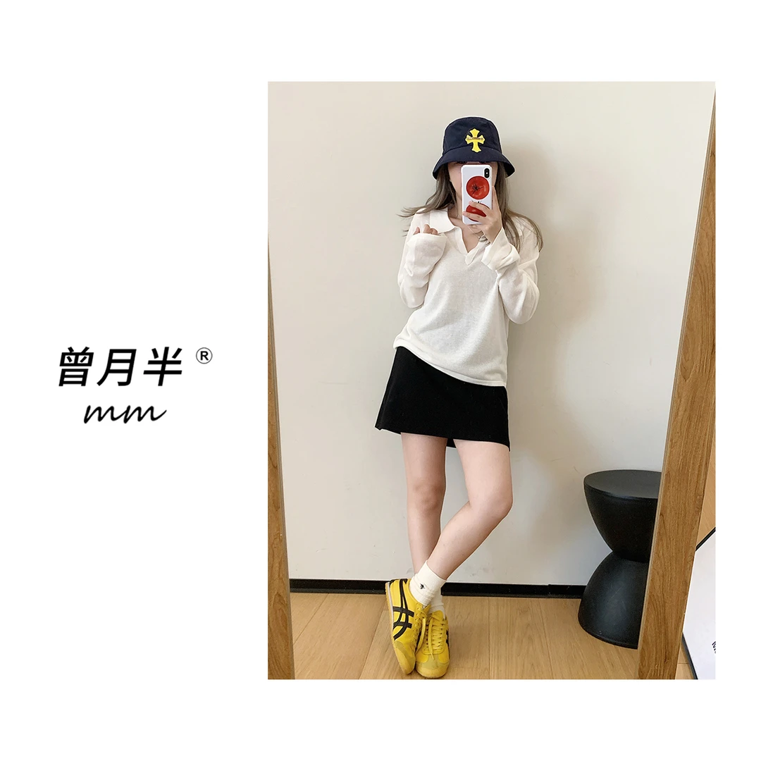 曾月半《空调polo衫》凉感天丝亚麻松弛防晒长袖罩衫！ZS1213