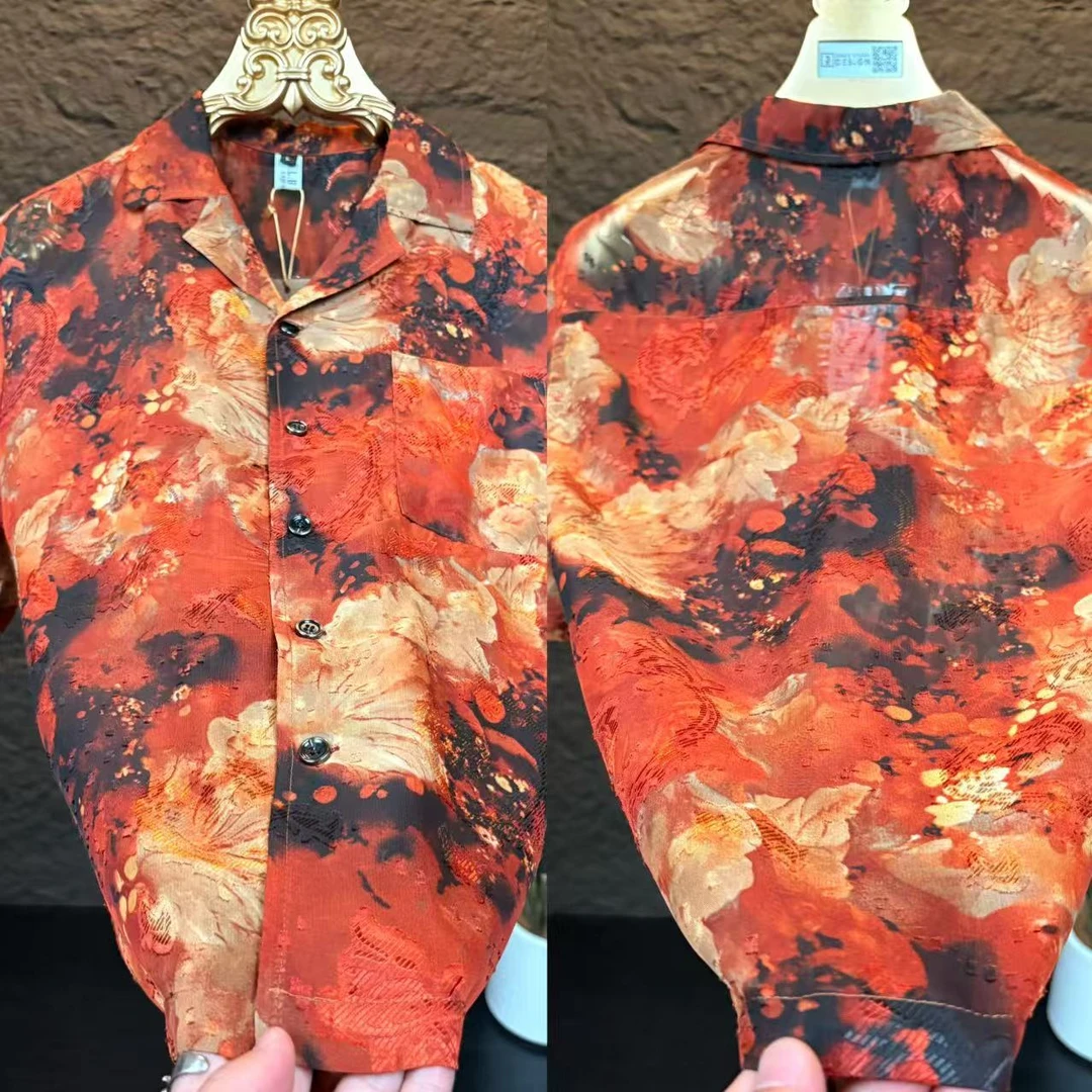 夏季新款男士古巴领短袖衬衫衬衣