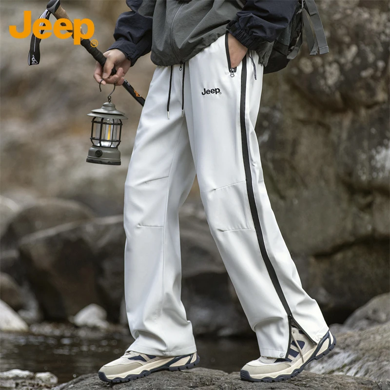 Jeep吉普男士休闲裤春秋季新款高街直筒百搭宽松潮流透气阔腿长裤