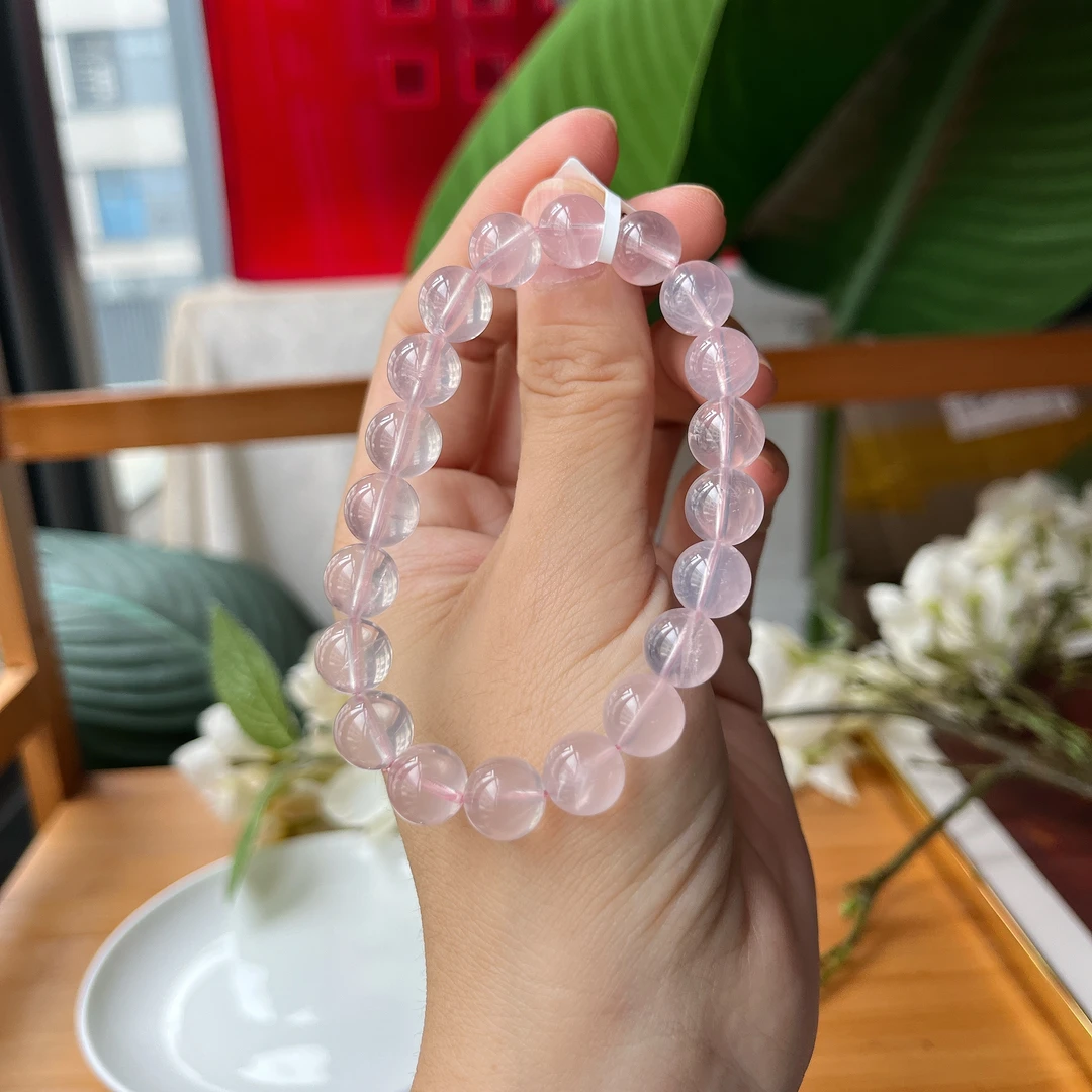【郭老师】9.5-10mm紫底粉晶圆珠单圈手串