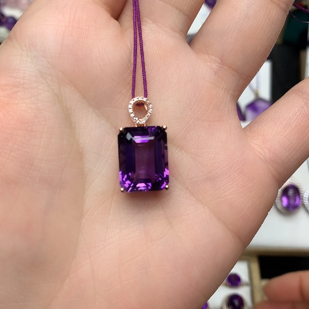 紫晶吊坠(赠链)银S925镶嵌L