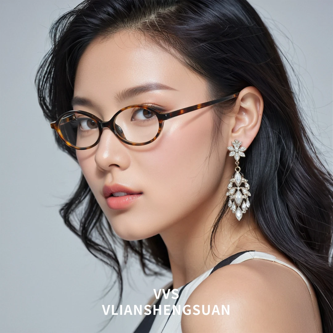 VVS眼镜防蓝光赵露思同款复古椭圆平光日系设计款玳瑁色护眼V012