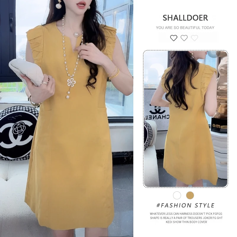 高级感时尚镂空连衣裙女士2025夏季新款飞飞袖气质中长款气质裙子