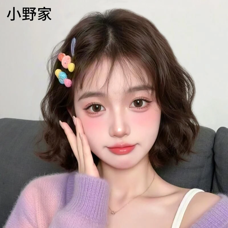 小野家假发女全真发发套韩系泡面头时尚短发轻薄蓬松无痕可爱甜美