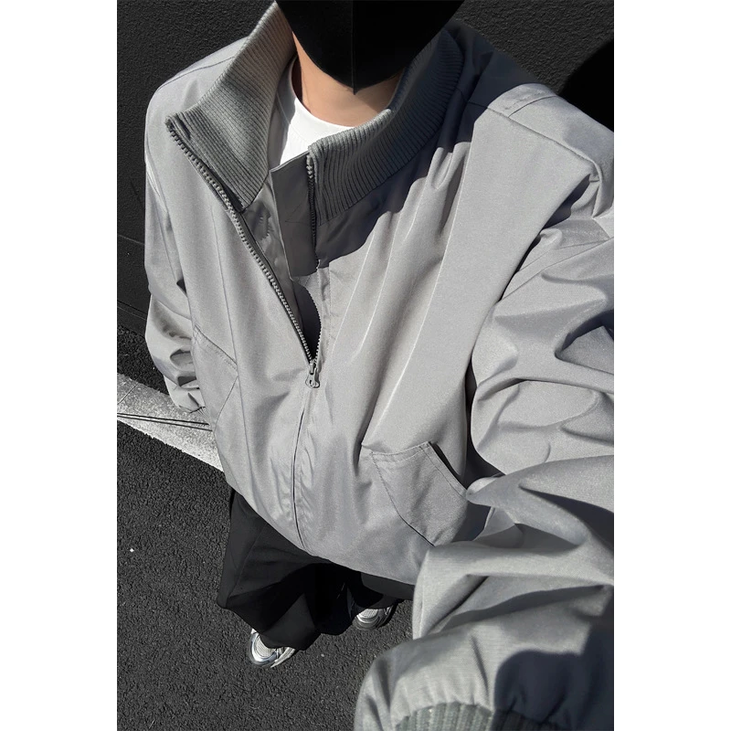 bomber飞行夹克外套男款秋季潮牌cleanfit廓形短款高街棒球服上衣