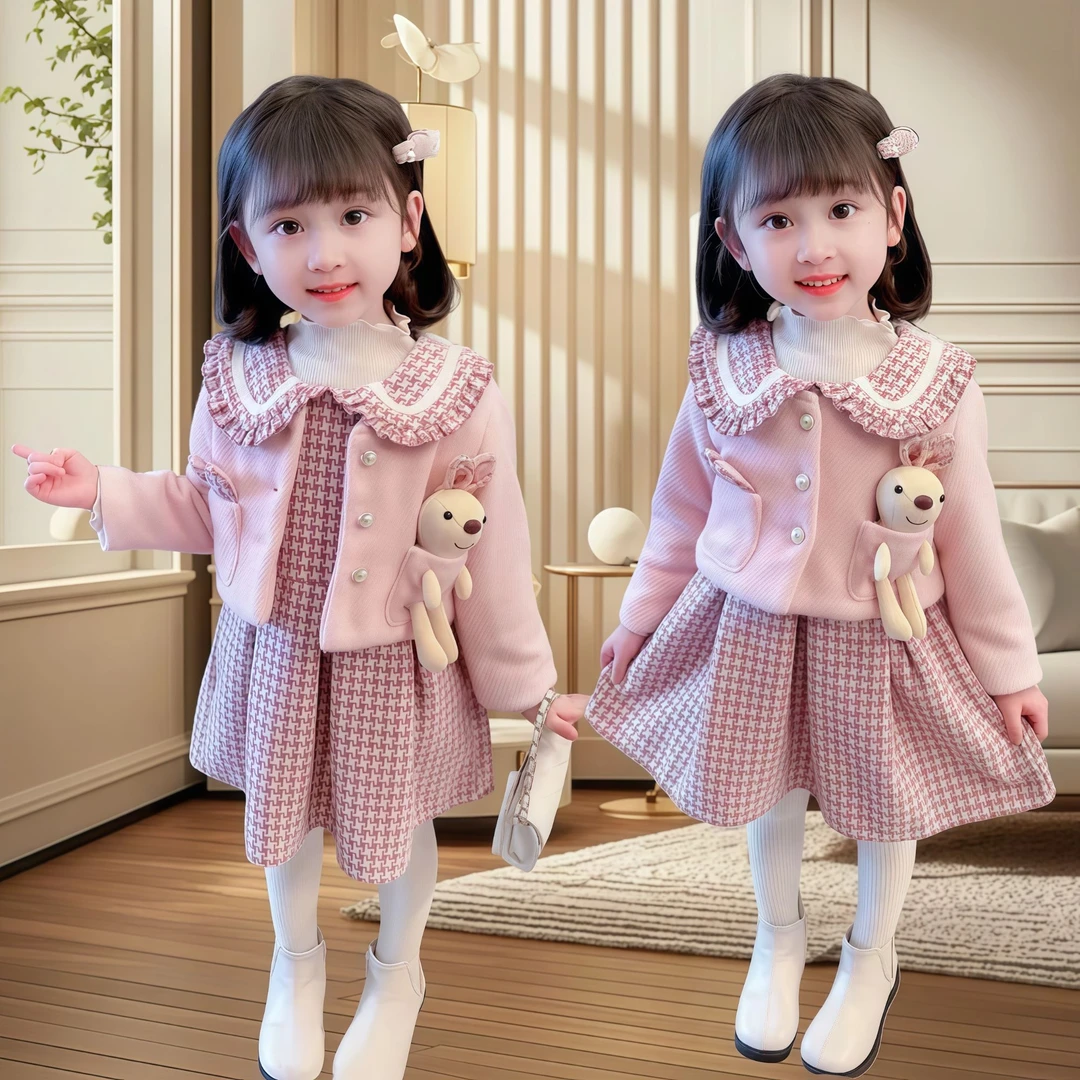 女童小香风套装春季新款时髦小女孩宝宝韩版春秋款公主裙子两件套