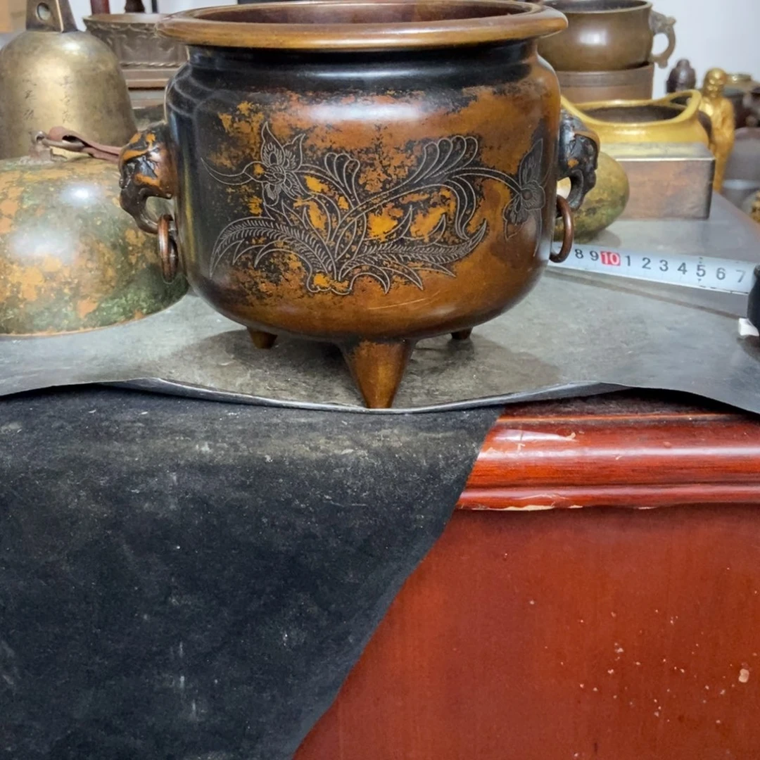 川***物铜器工艺品摆件香炉摆件