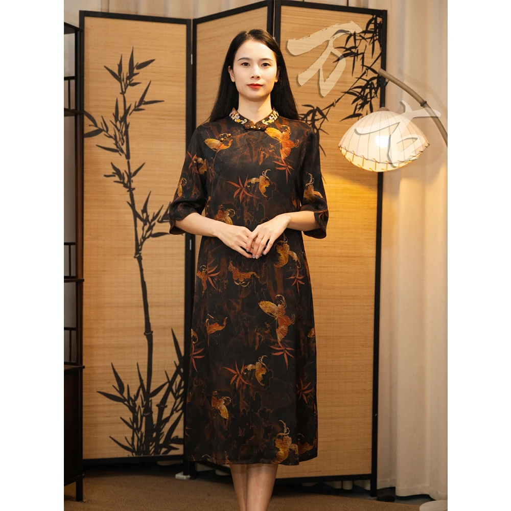 【万古】新中式国风夏季立领女装连衣裙