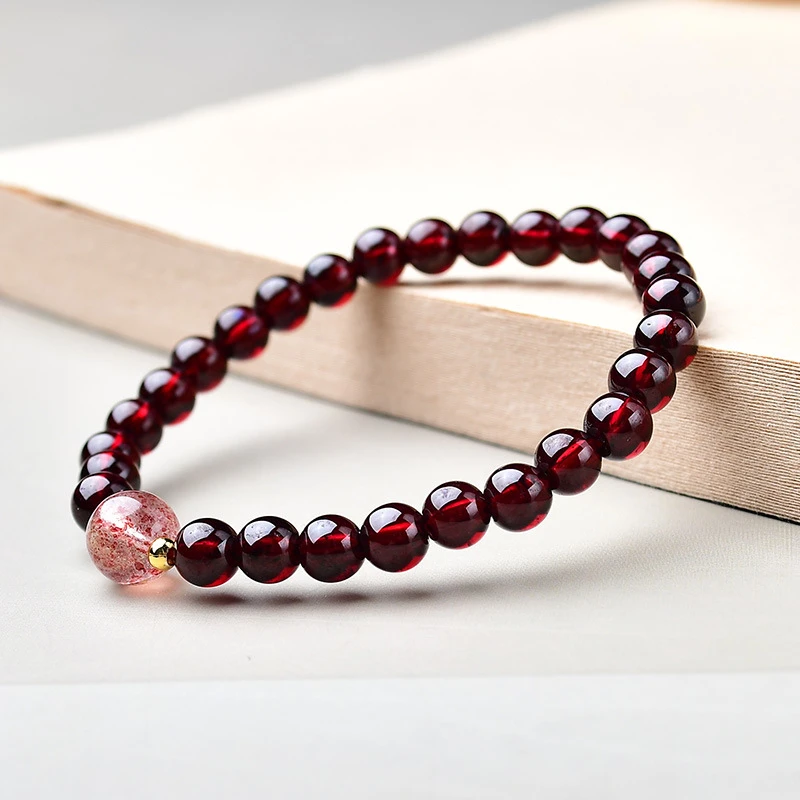天然石榴石手链女红石榴手串草莓晶招桃花轻奢转运珠sls888