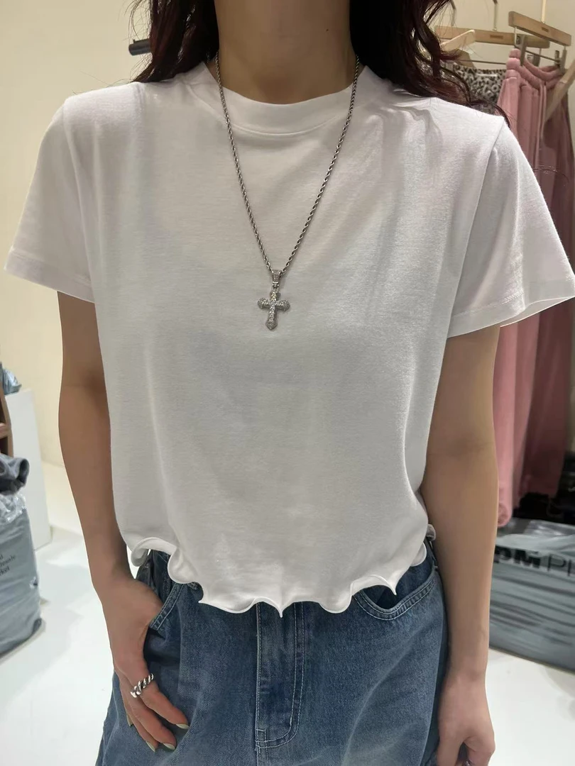 韩国东大门正品时尚木耳边短袖T恤020612（NO退NO换）