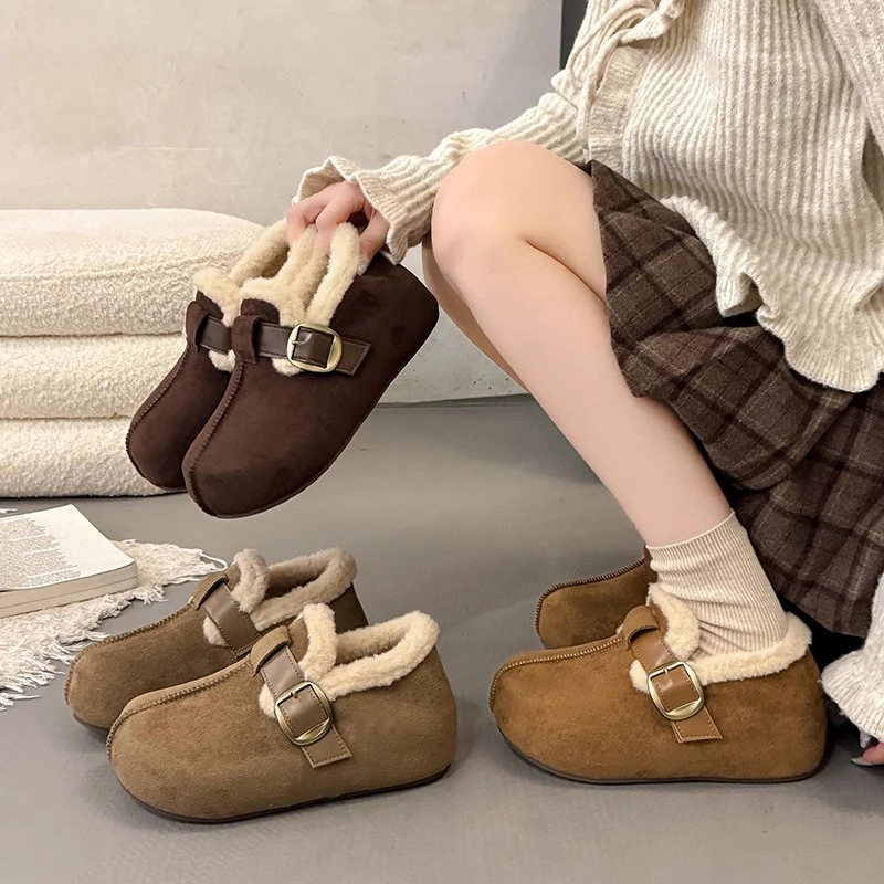 【运费险】博肯棉鞋冬季加绒保暖2025新款时尚百搭平底休闲毛毛鞋A