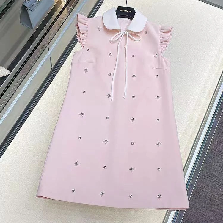 香风娃娃领小飞袖连衣裙宽松显瘦气质新款短裙2025夏季高级