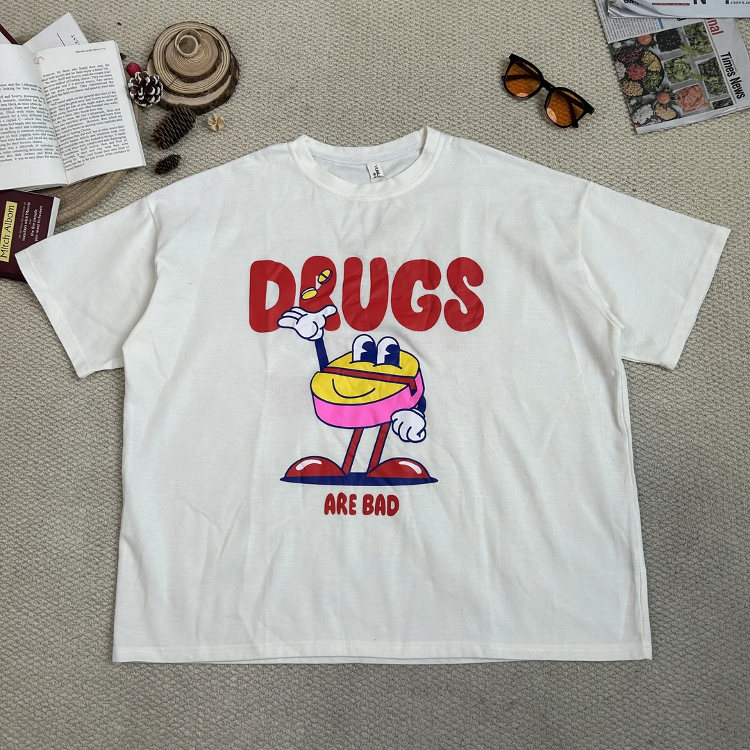 2025春季新款宽松百搭时尚卡通印花短袖T恤9488