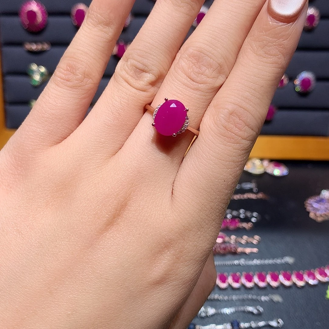 红宝石戒指银S925镶嵌